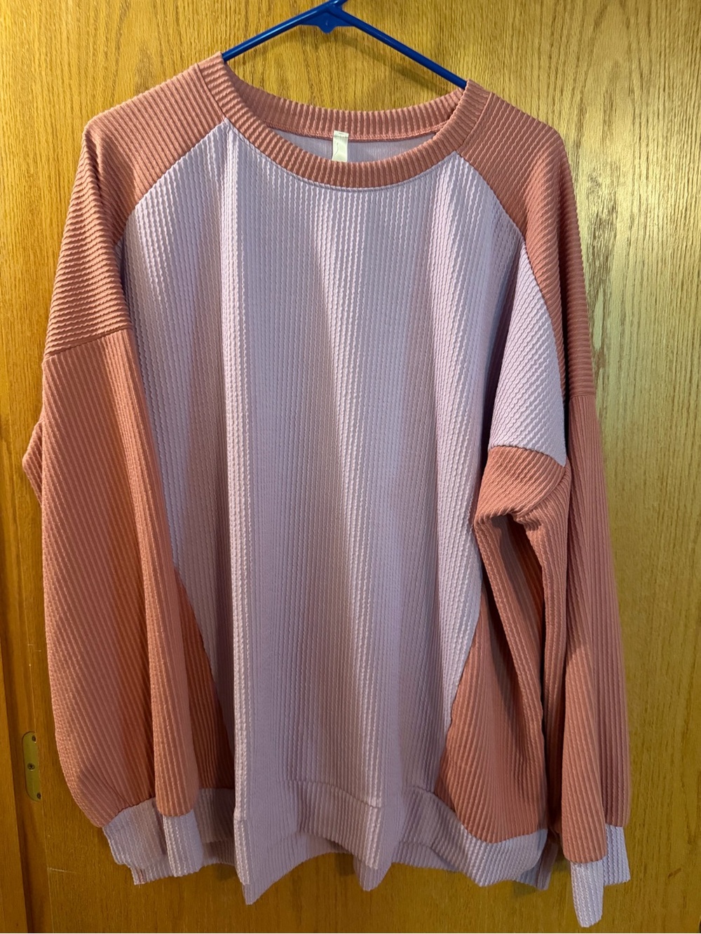 Celeste Two-Tone Pink Waffle Raglan Top